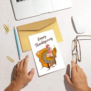 Funny Thanksgiving Turkey Card for Women Men, Hilarious Fall Seasons Card, Happy Thanksgiving Card for Family Friend, Thankful Holiday Card