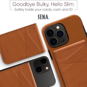 Sena Wallet Phone Stand, Card Holder Attachment for Apple iPhone 12/13/14/15 Pro/Max/Max Pro, iPhone Leather Wallet with MagSafe (Tan)