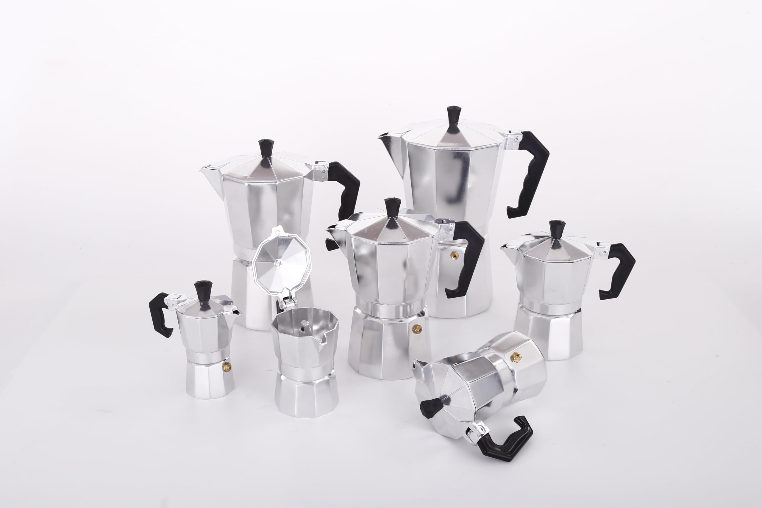 MVPLUE Classic Moka Pot 6 Cup 9 oz，Stovetop Espresso Maker Aluminum Silver，Cuban Coffee Maker， Greca，Make Delicious Coffee Easily at Home