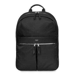 knomo beauchamp womens 14" laptop bag computer backpack for work, college, travel daypack purse, black with silver zip