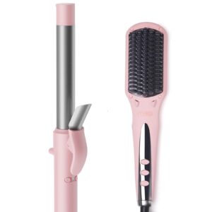 tymo rota automatic curling iron 1 inch + tymo ionic hair straightener brush for fast hair styling