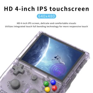 RG405V Handheld Game Console Retro Games Consoles with 3.5 Inch IPS Screen 64G TF Card 5474 Classic Games 2100mAh Battery Support Linux, HDMI and TV Output Purple