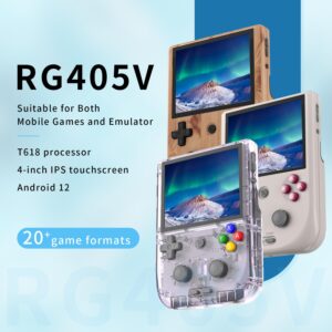 RG405V Handheld Game Console Retro Games Consoles with 3.5 Inch IPS Screen 64G TF Card 5474 Classic Games 2100mAh Battery Support Linux, HDMI and TV Output Purple