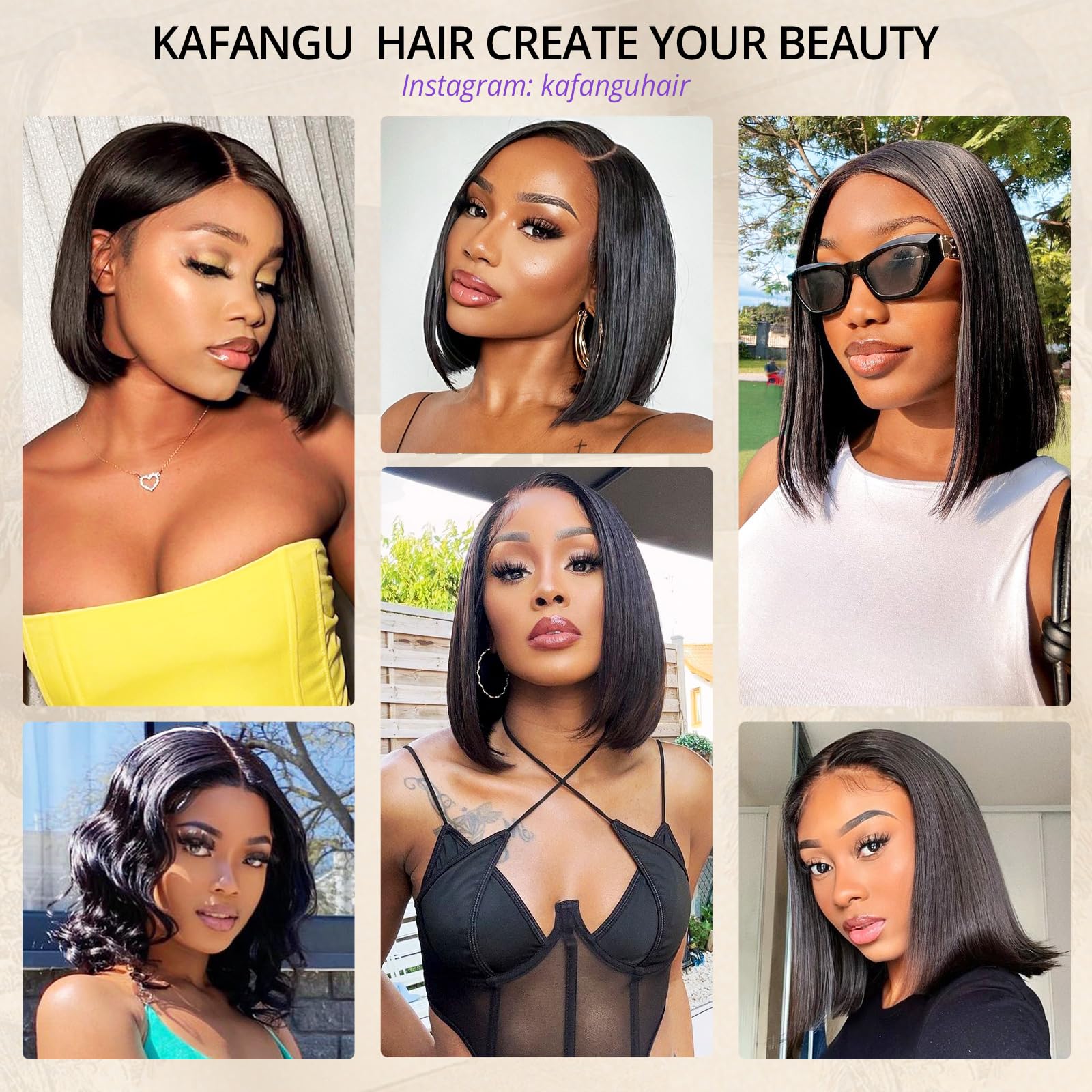 Kafangu Bob Wig Human Hair 13x4 HD Lace Front Wigs For Black Women Human Hair 180% Density Glueless Wigs Human Hair Pre Plucked with Baby Hair Short Straight Bob Wigs Natural Color 14inch