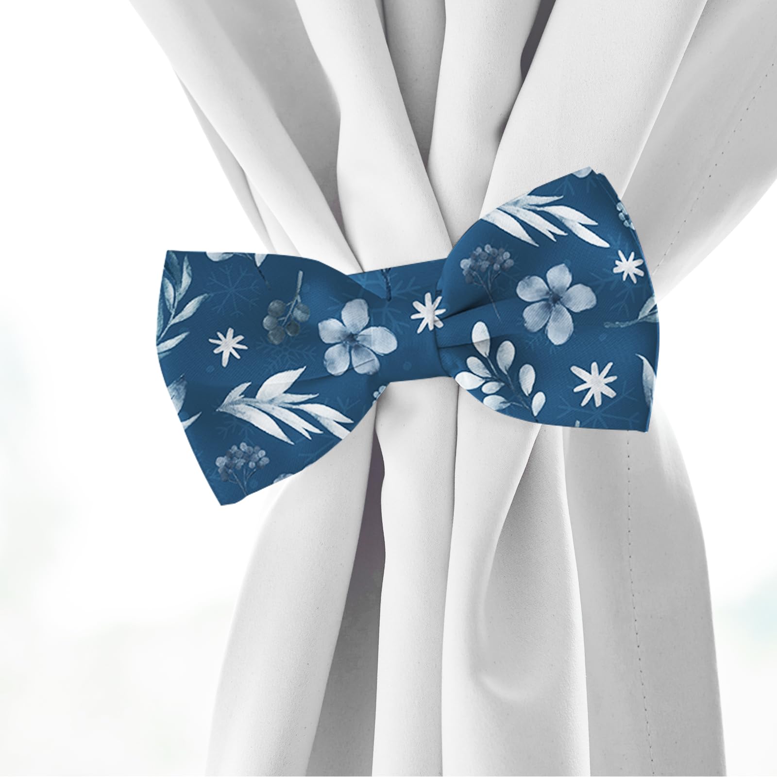 Whaline 12Pcs Winter Cotton Fabric Bundles Watercolor Christmas Fat Quarters White Blue Snowflake Leaves Printed Sewing Fabrics for DIY Handmade Crafting, 18 x 22 Inch