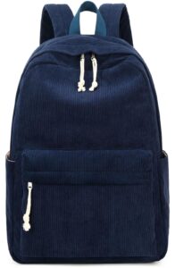 school backpack for teen girls women laptop backpack college bookbags middle school travel work commuter back pack（corduroy navy blue）