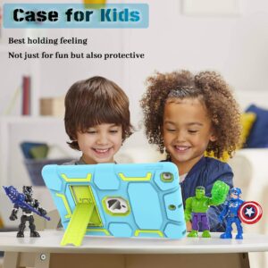 CCMAO for iPad 9th Generation Case, iPad 8th 7th Generation Case, iPad 10.2 Inch 2021/2020/2019 Case, Heavy Duty Rugged Shockproof Protective Cover with Kickstand for Kids Boys Girls, Blue+Yellow