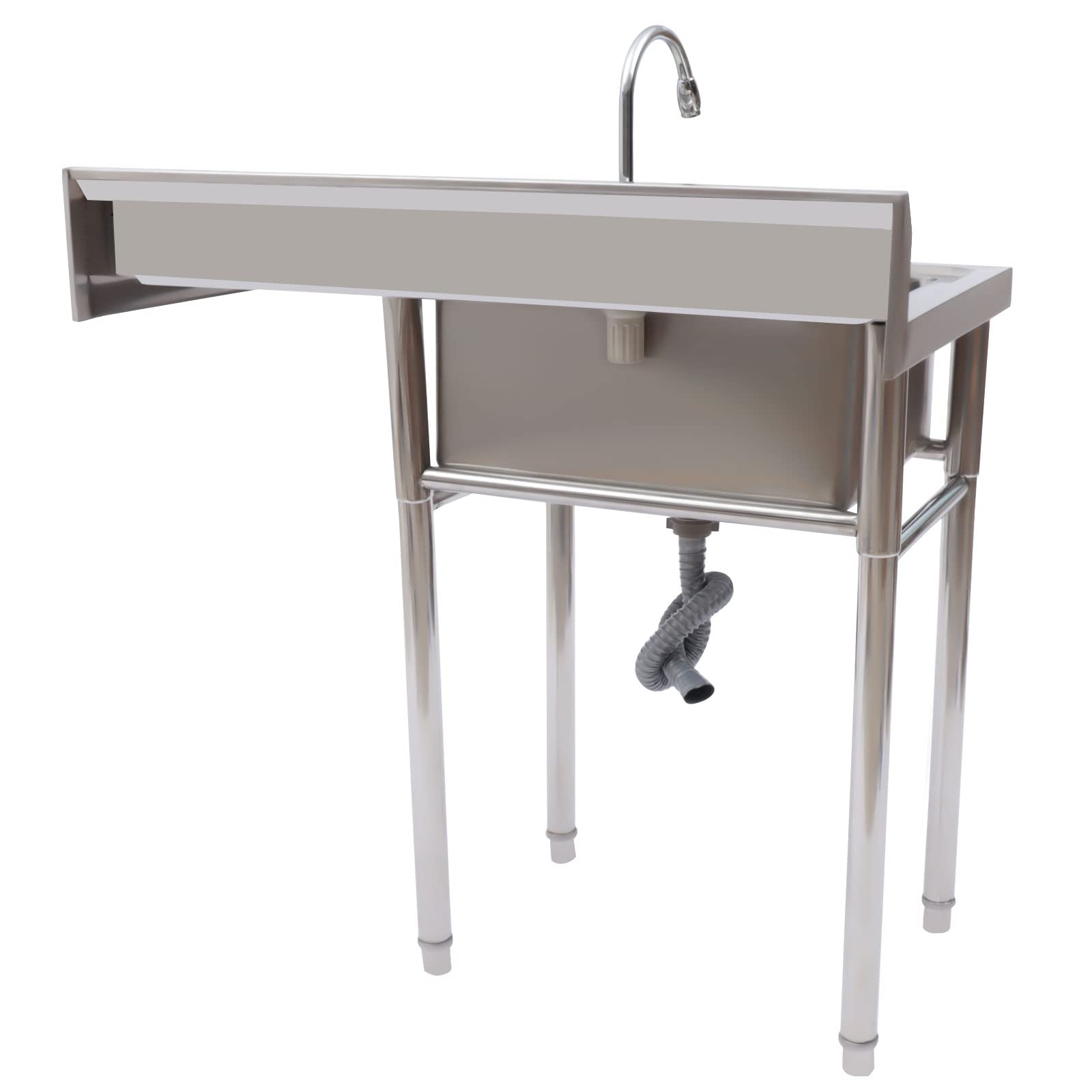 Utility Sink,Stainless Steel Kitchen Sink,Single Bowl Commercial Sink Drain Board Catering Prep Sink with Faucet and Sink for Restaurant,Laundry,Backyard,Garages 39.3 * 23.6 * 36.7in