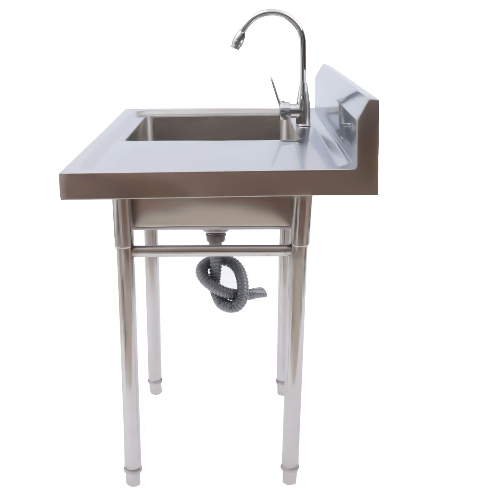 Utility Sink,Stainless Steel Kitchen Sink,Single Bowl Commercial Sink Drain Board Catering Prep Sink with Faucet and Sink for Restaurant,Laundry,Backyard,Garages 39.3 * 23.6 * 36.7in