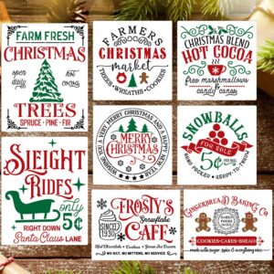 christmas stencils for painting on wood 12" christmas vintage stencil xmas tree/hot cocoa/gingerbread/sleight rides holiday drawing templates for door hanger/pillow cover/wood sign/glass block decor