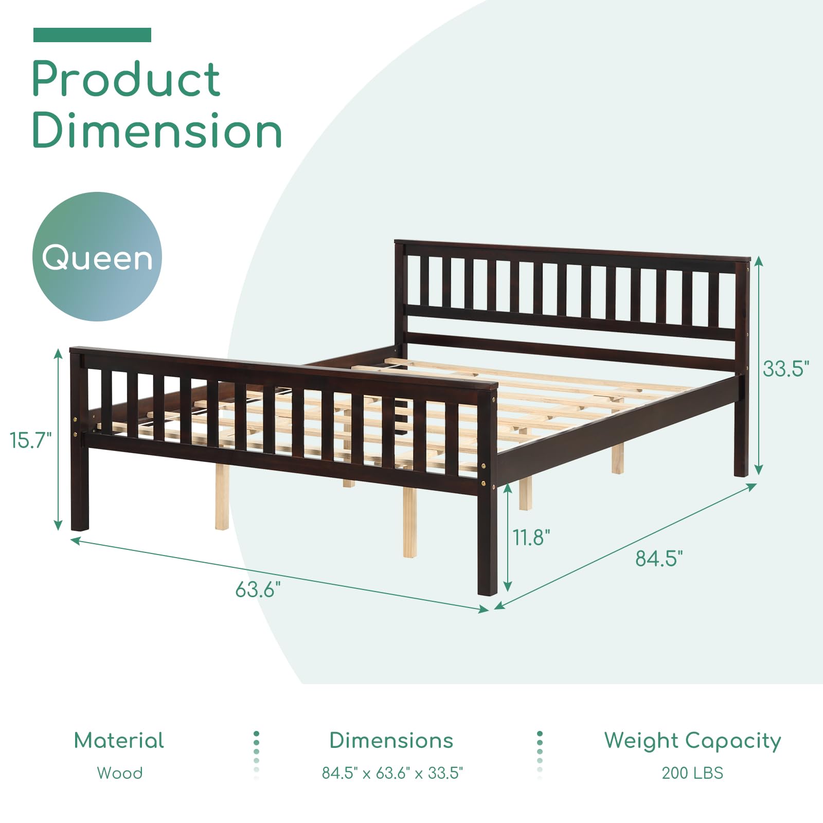 Airdown Queen Size Bed Frame No Box Spring Needed, Metal Platform Bed Frame Queen with Wooden Headboard, Mattress Foundation with Wood Slat Support, Easy Assembly, Noise-Free