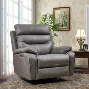 lyromix power swivel nursery glider recliner chair, gray