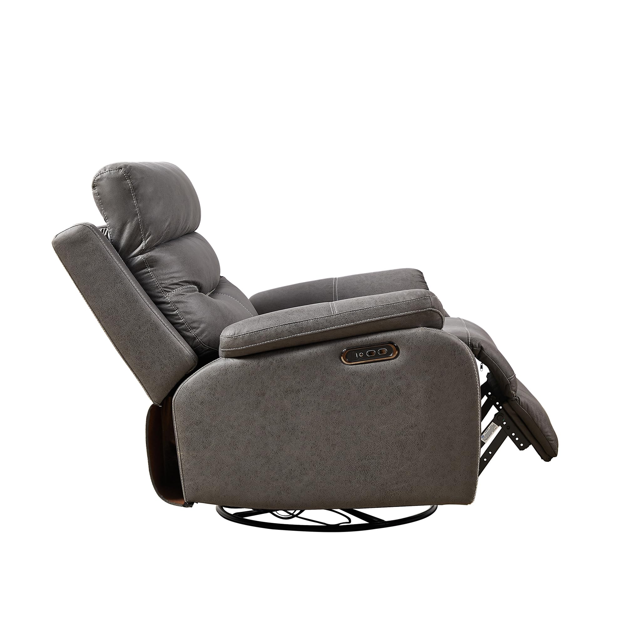 Lyromix Power Swivel Nursery Glider Recliner Chair, Gray