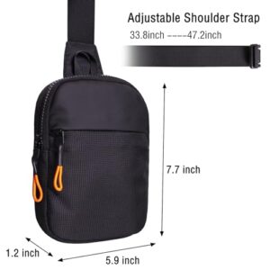 FENGSINET Chest Mini Sling Bag Waterproof Crossbody Bag Lightweight Casual Phone Bag Small Shoulder Daypack for Men Travel (Black1)