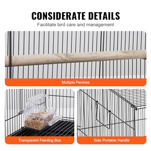 VEVOR 30 Inch Flight Bird Cage, Stackable Bird Cage Parakeet Cage with Slide-Out Tray and Handle, Small Parrots Birdcage for Cockatiels Budgies Conure Macaw Finch Lovebirds Canaries Pigeons