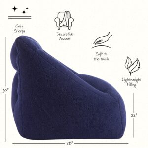 Aeropostale Cozy Sherpa Bean Bag Sofa Chair for Kids, Teens, and Adults, Navy