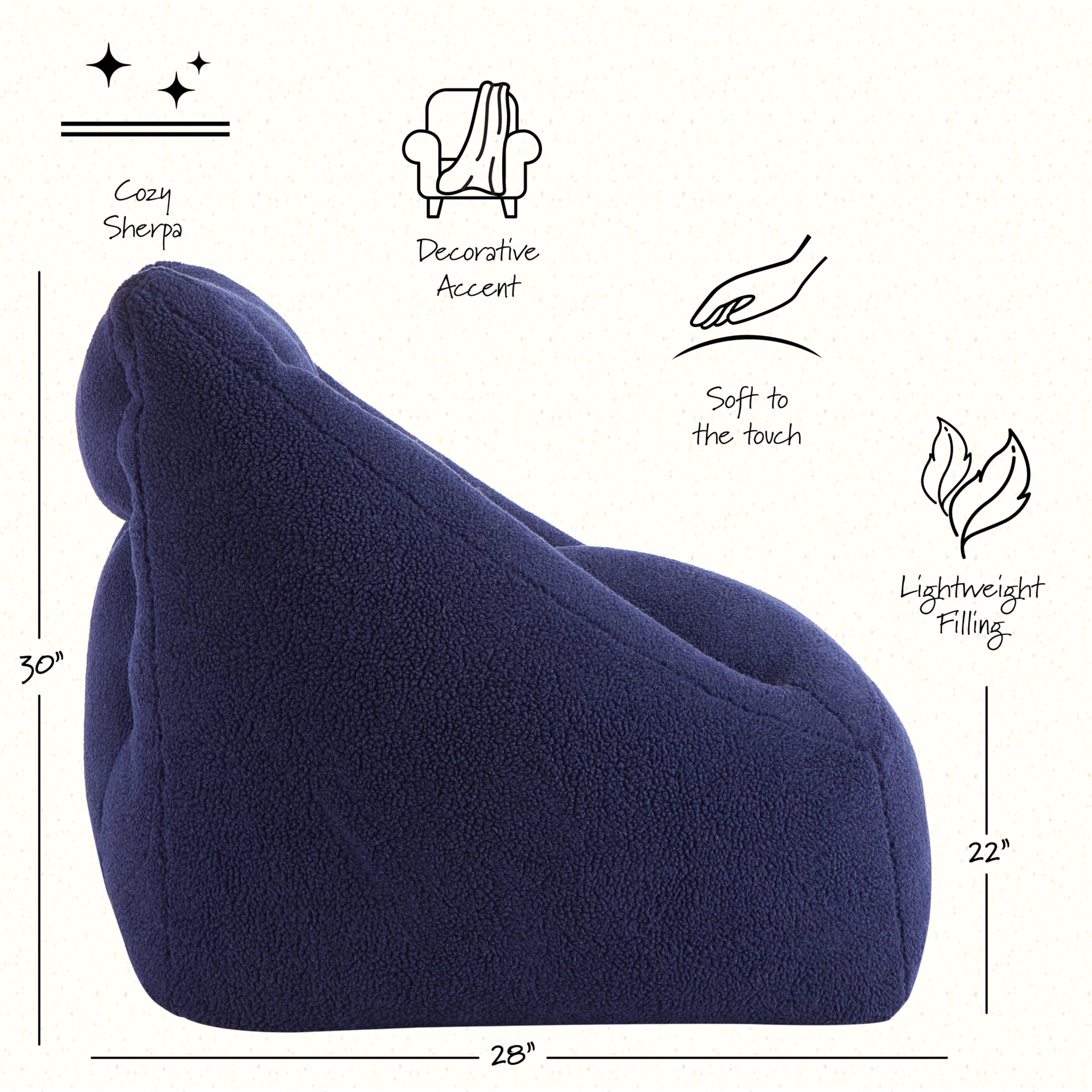 Aeropostale Cozy Sherpa Bean Bag Sofa Chair for Kids, Teens, and Adults, Navy