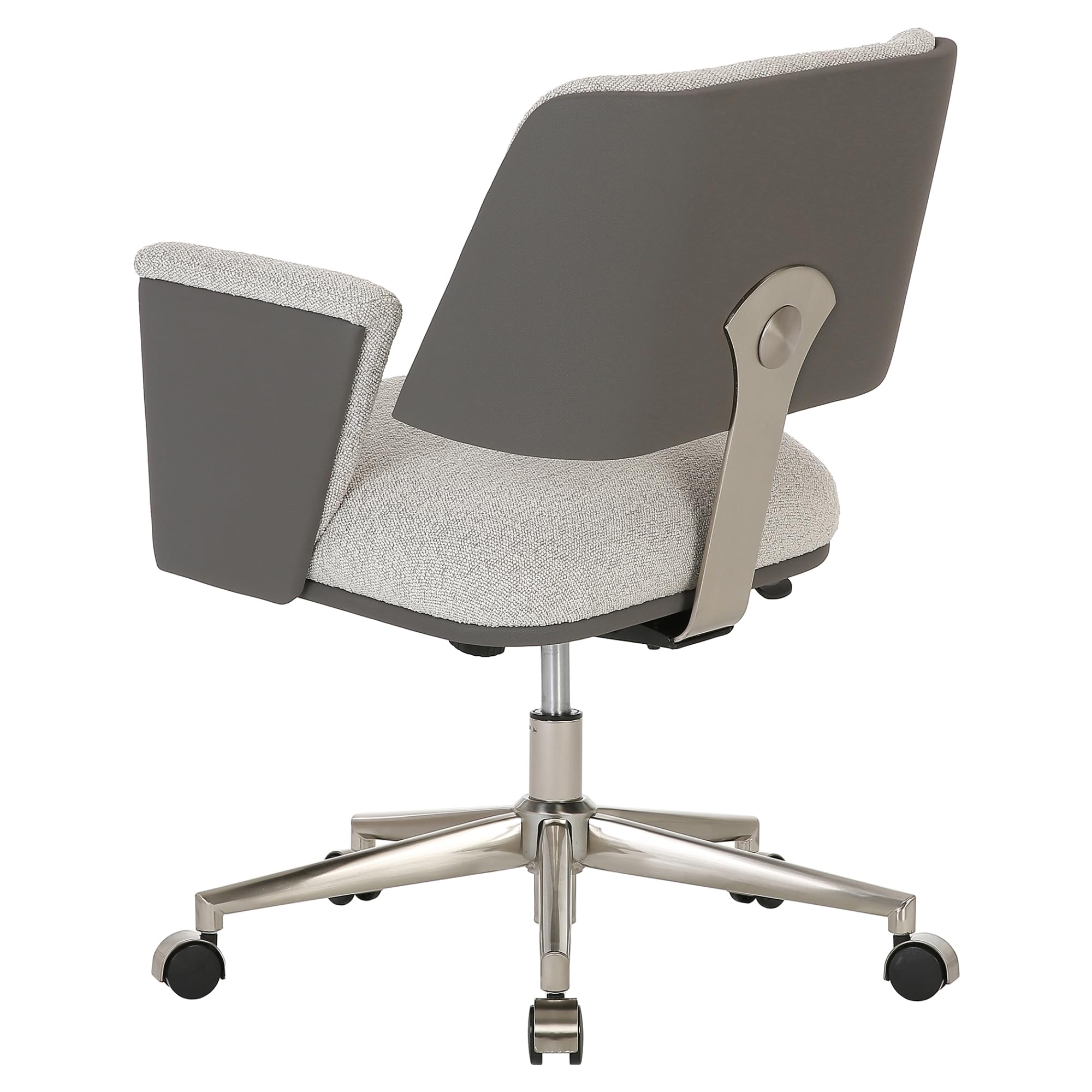 Realspace® Modern Comfort Picali Bouclé Fabric/Vegan Leather Low-Back Task Chair, White Stone/Gray/Brushed Nickel, BIFMA Compliant