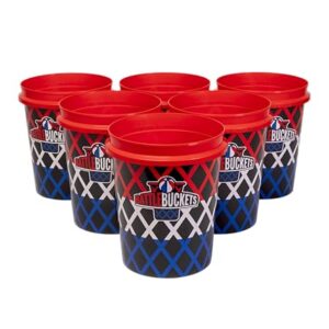 Battle Buckets Giant Yard Pong X Basket Ball Game with Durable Balls and Buckets - Outdoor Game for Lawn, Backyard and Beach - Set includes Buckets, Basket Balls and a Carrying Bag