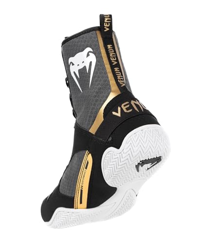 Venum Elite Boxing Shoes - Black/White-Gold