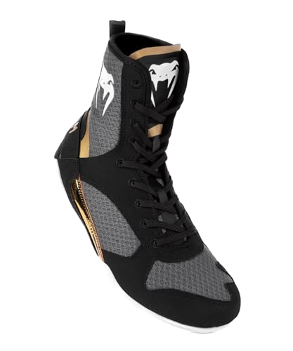 Venum Elite Boxing Shoes - Black/White-Gold