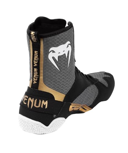 Venum Elite Boxing Shoes - Black/White-Gold