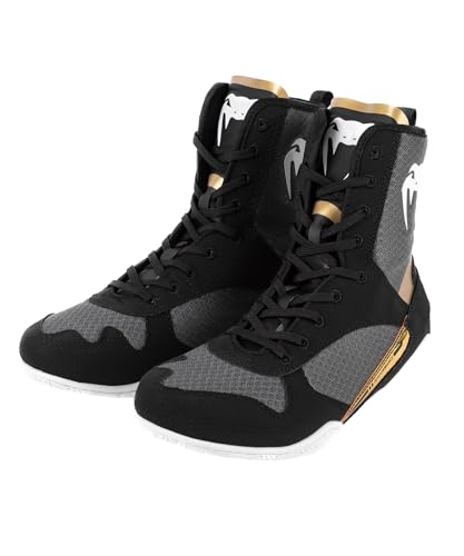 Venum Elite Boxing Shoes - Black/White-Gold