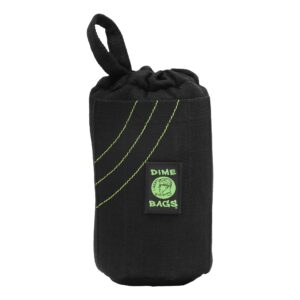 dime bags - drawstring tube, padded bag, 5 compartments, w/carabiner loop, convenient, durable (black, 10")