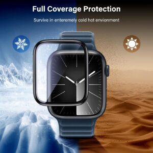 UniqueMe Compatible for Apple Watch Series 8/7 Screen Protector 45mm,[9H Tempered glass] [Metal Frame] Full-Coverage Anti-Scratch Non-Bubble High-Touch for iWatch 45 mm-2 Pack