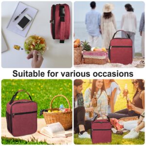 NZOLIA Lunch Box for Men/Women Leakproof Small Lunch bag Reusable Food Safe Durable Lunch container Compact Cooler Tote for Office Work Picnic Hiking Beach Fishing-Red