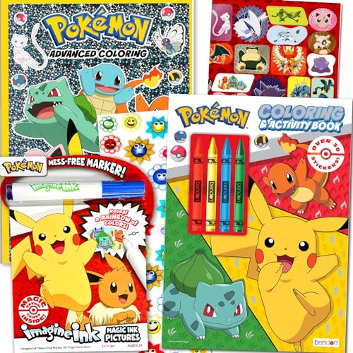 Pokemon Coloring Books Set for Kids Bundle with 3 Pokemon Coloring and Activity Books with Games, Puzzles, Stickers and More - Pokemon Gifts for Boys