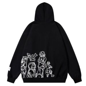 COOLMONAR Mens Cartoon Graphic Hoodies Streetwear Hooded Sweatshirt Pullover Hip Hop Fashion Y2K Hoodies Unisex