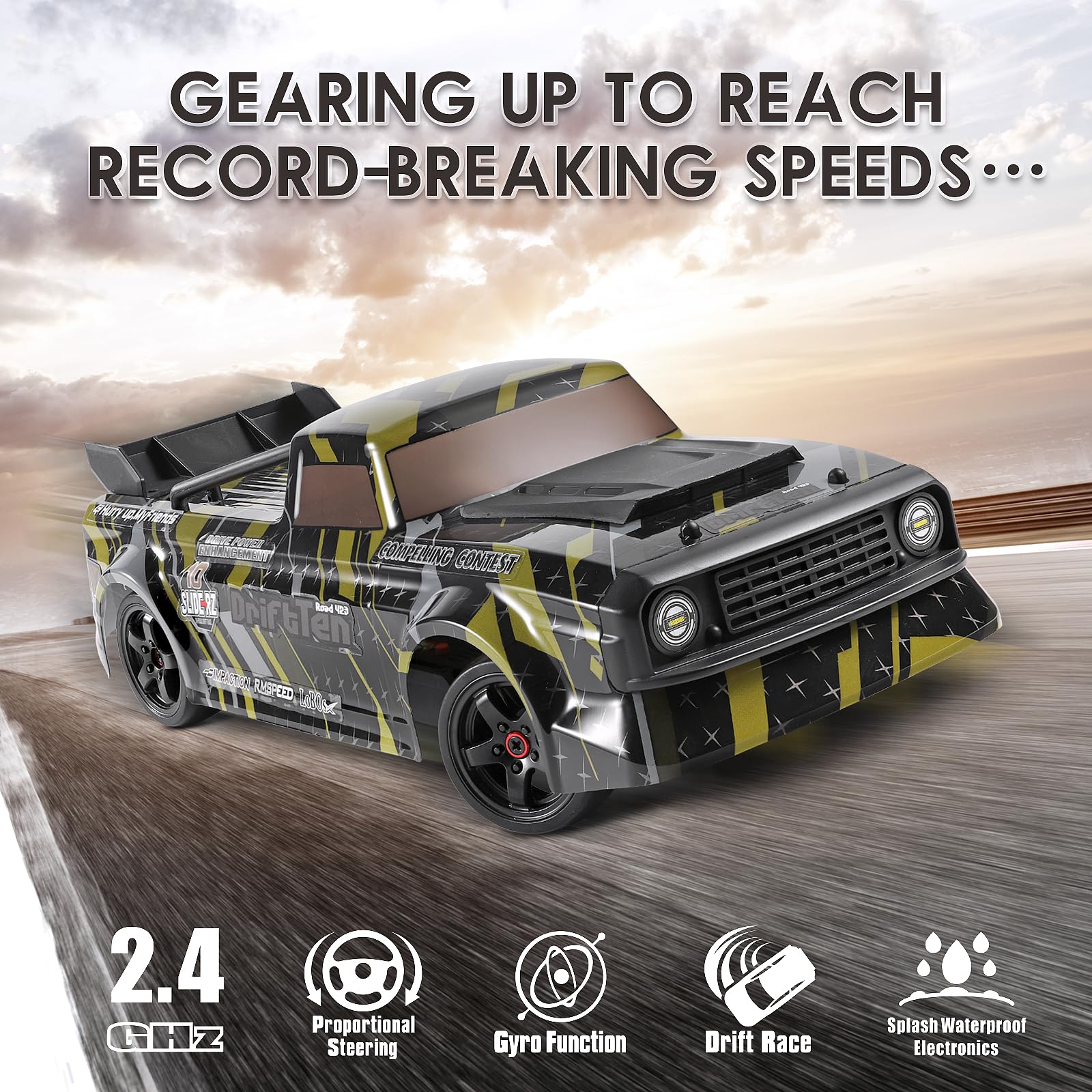 HAIBOXING 1/18 Scale RC Cars 2196 Drift RC Car 28 KM/H High Speed with Gyro, 2.4 Ghz Electric Vehicle RTR 4X4 Remote Control Cars Drifting Race Toys for Adults Boys Girls Kids Gifts with Two Batteries