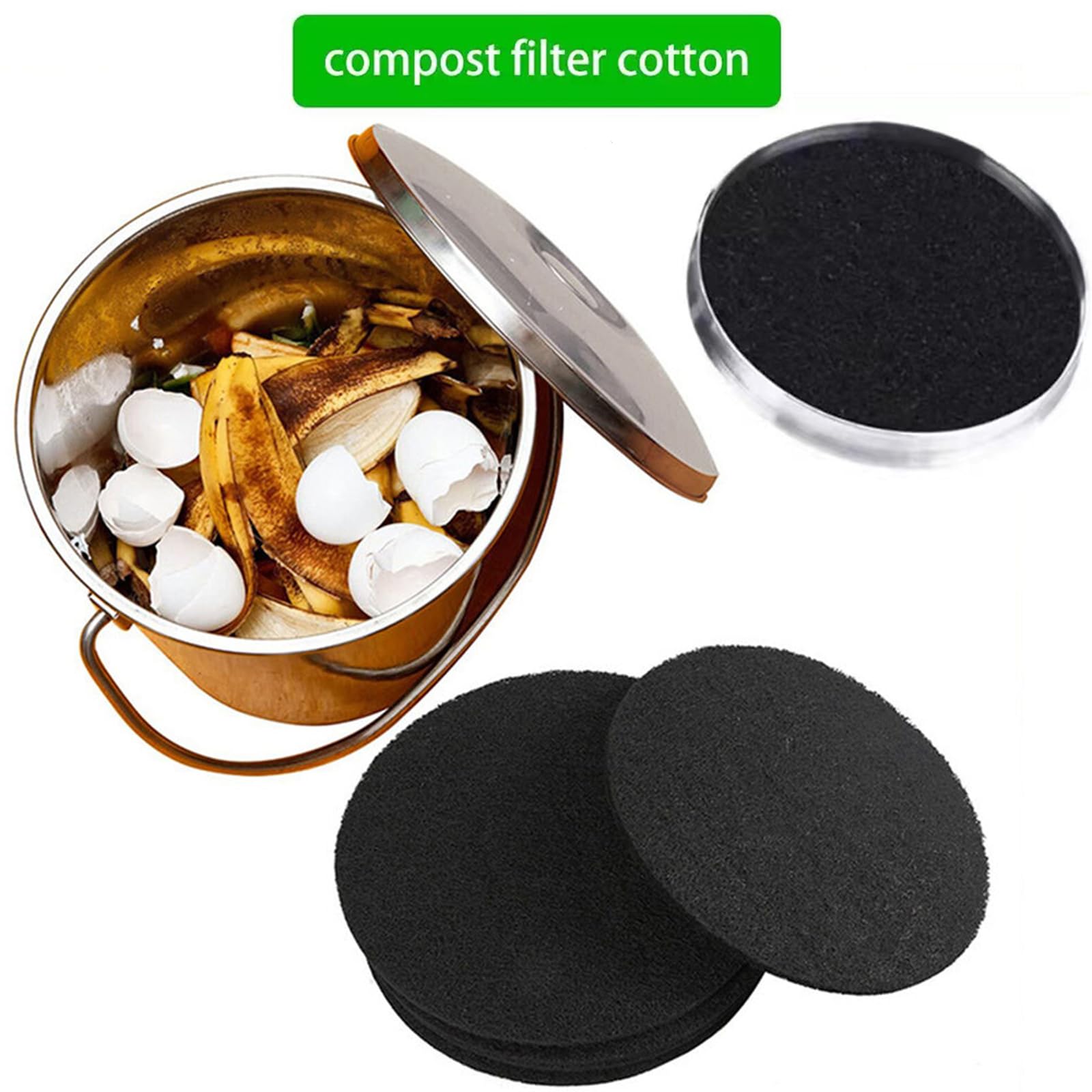 LXIANGN 6.7inch Kitchen Charcoal Filters Compost Bin Replacement Carbon Filter Round for Trash Cans, Compost Buckets, Countertop and Recycle Bins (10 Pack)