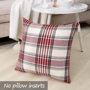 CARRIE HOME Red Christmas Buffalo Plaid Pillow Covers 22x22 Set of 2 Farmhouse Plaid Decorative Throw Pillow Covers 22 x 22 for Living Room Couch Sofa