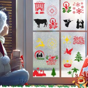 Augshy 56 Pack Christmas Nativity Stencils for Painting on Wood DIY Nativity Scene Stencils for Painting Scrapbooking Drawing Wall Floor Decor DIY Rock Painting Art Projects (3 Inch)