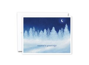 season's greetings winter scene card - single greeting card - holiday card, christmas greeting card, blank inside