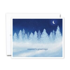 Season's Greetings Winter Scene Card - Single Greeting Card - Holiday Card, Christmas Greeting Card, Blank Inside