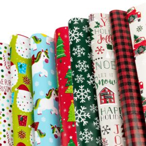 plum designs christmas wrapping paper sheets-40 precut sheets christmas gift wrap paper- christmas paper wrapping sheets (30"x20")- 4 unique patterns of holiday wrapping paper, 40 sheets