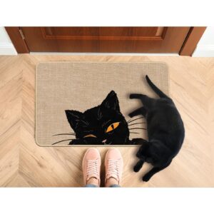 Black Cat Door Mat, Funny Cat Welcome Entrance Floor Mat, Non Slip Family Cat Decoration Indoor and Outdoor Entrance Mat 29 x 17 Inch Rubber Kitchen Doormat for Indoor Outdoor Holiday Decoration