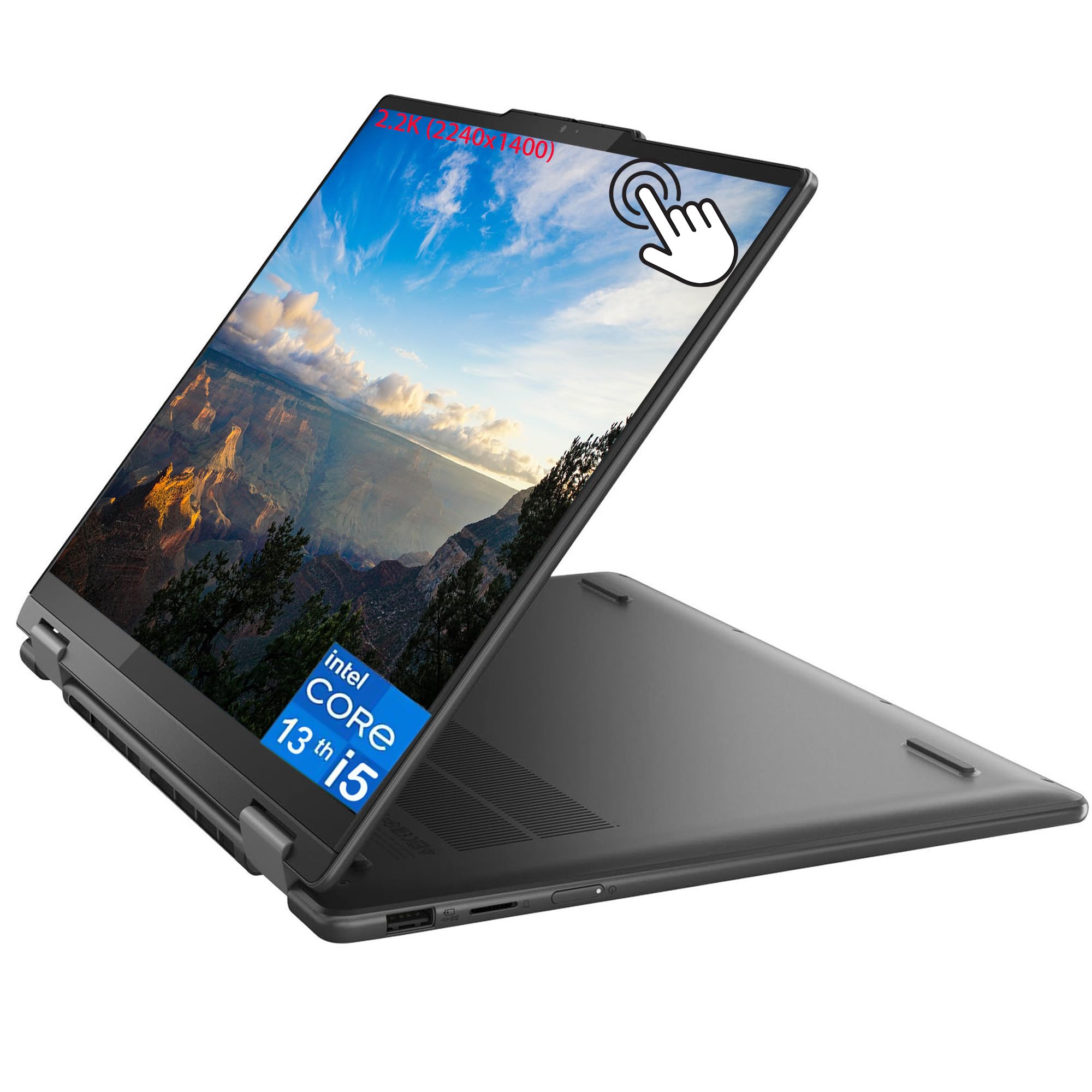 Lenovo 2023 Newest Yoga 7i 2-in-1 Laptop, 14" 2.2K IPS Touchscreen, Intel Core i5-1335U Processor, 8GB RAM, 512GB SSD, Intel Iris Xe Graphics, Backlit Keyboard, Wi-Fi 6E, Fingerprint, Windows 11 Home