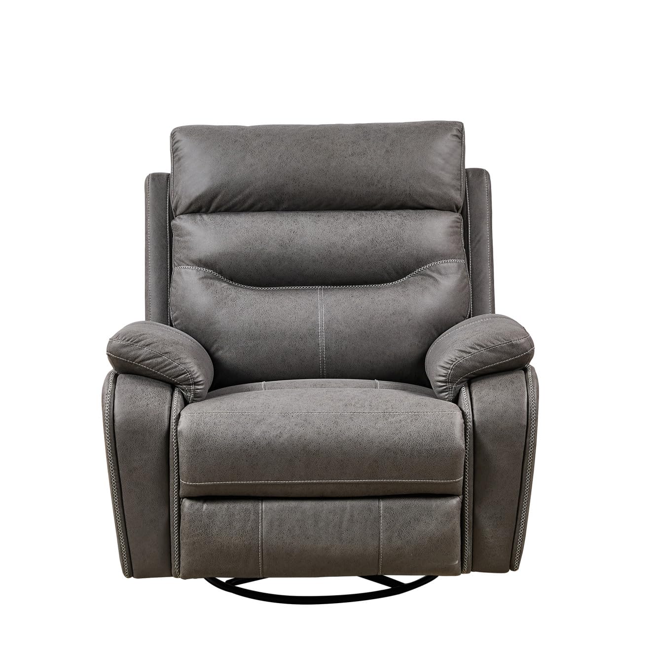 Oversized Power Recliner Chair for Adults with 24" Width Seat, 240 Degree Swivel Glider Rocker Rocking Chair with Adjustable Backrest and Charging Ports, Reclining Sofa Chair for Living Room, Gray