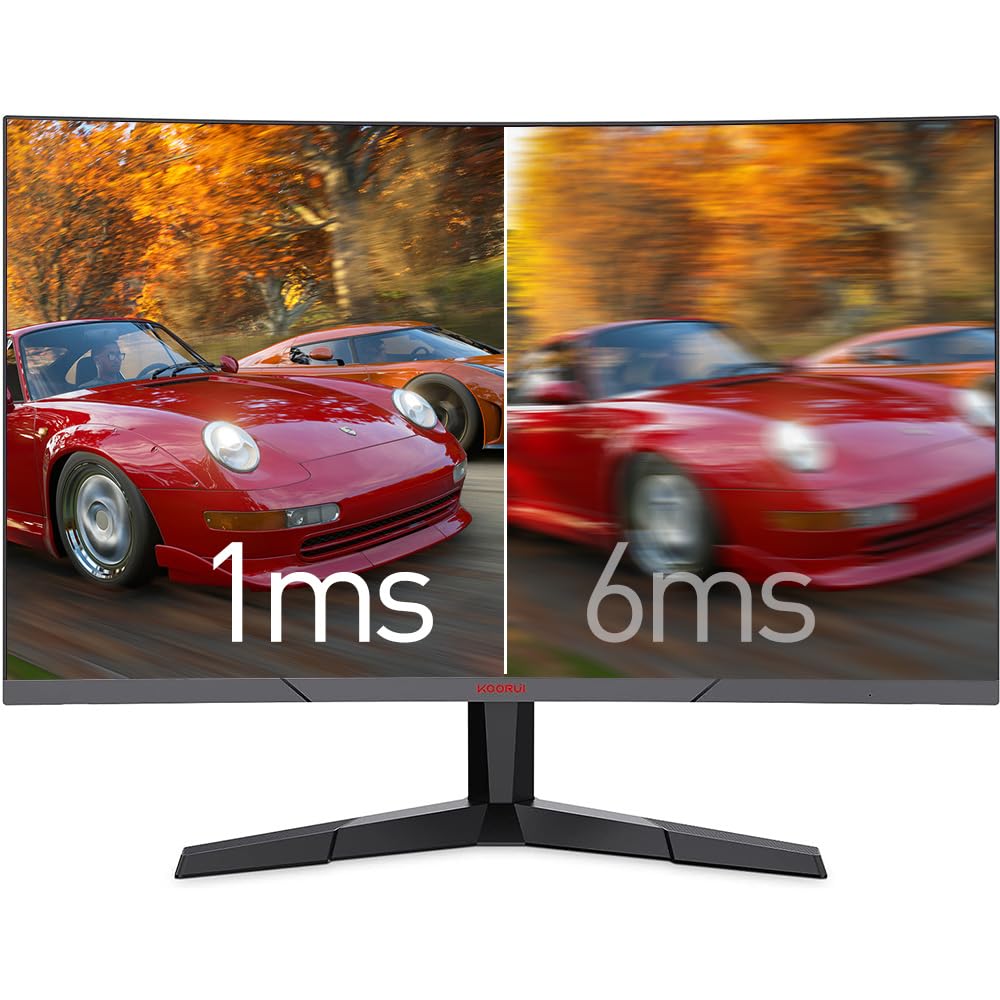 KOORUI 27 inch Gaming Monitor, 2K QHD 2560P 165Hz(Support 144hz) &1ms 1800R Curved Monitor 90% sRGB Color AMD Freesync,3 Sides Frameless,Tilt Adjustable,VESA Mountable