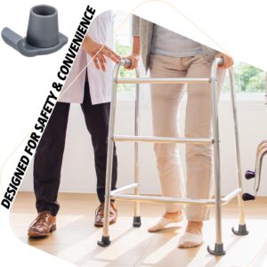 Beeveer 8 Pcs Walker Ski Glides Heavy Duty Coaster Skis Plastic Drive Walker Parts Walker Accessories Fit Walker Feet Glides for 1 1/8 Inch Tubes Seniors Folding Walkers (Gray)