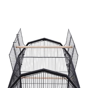 Bird Cage,Black Large Bird Cage with Rolling Stand,Large Pet Cage with Wheels,Cockatiel Parakeet Finch Parrot Birdcage 5 Door (17.9" L x 17.9" W x 39.9" H)