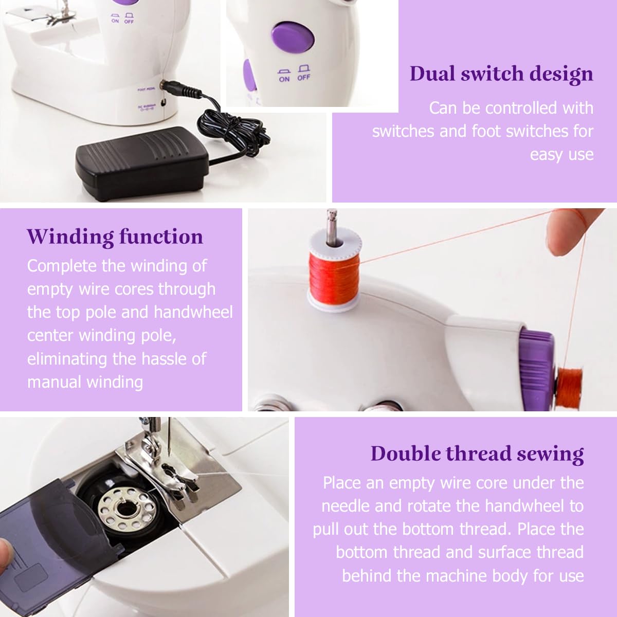 Mini Sewing Machine, Portable Sewing Machine for Beginners Adult, Electric Crafting Speed Crafting Mending Machine Electric Overlock Sewing Machines for Sewing of Silks, Denim, Wool, Leather