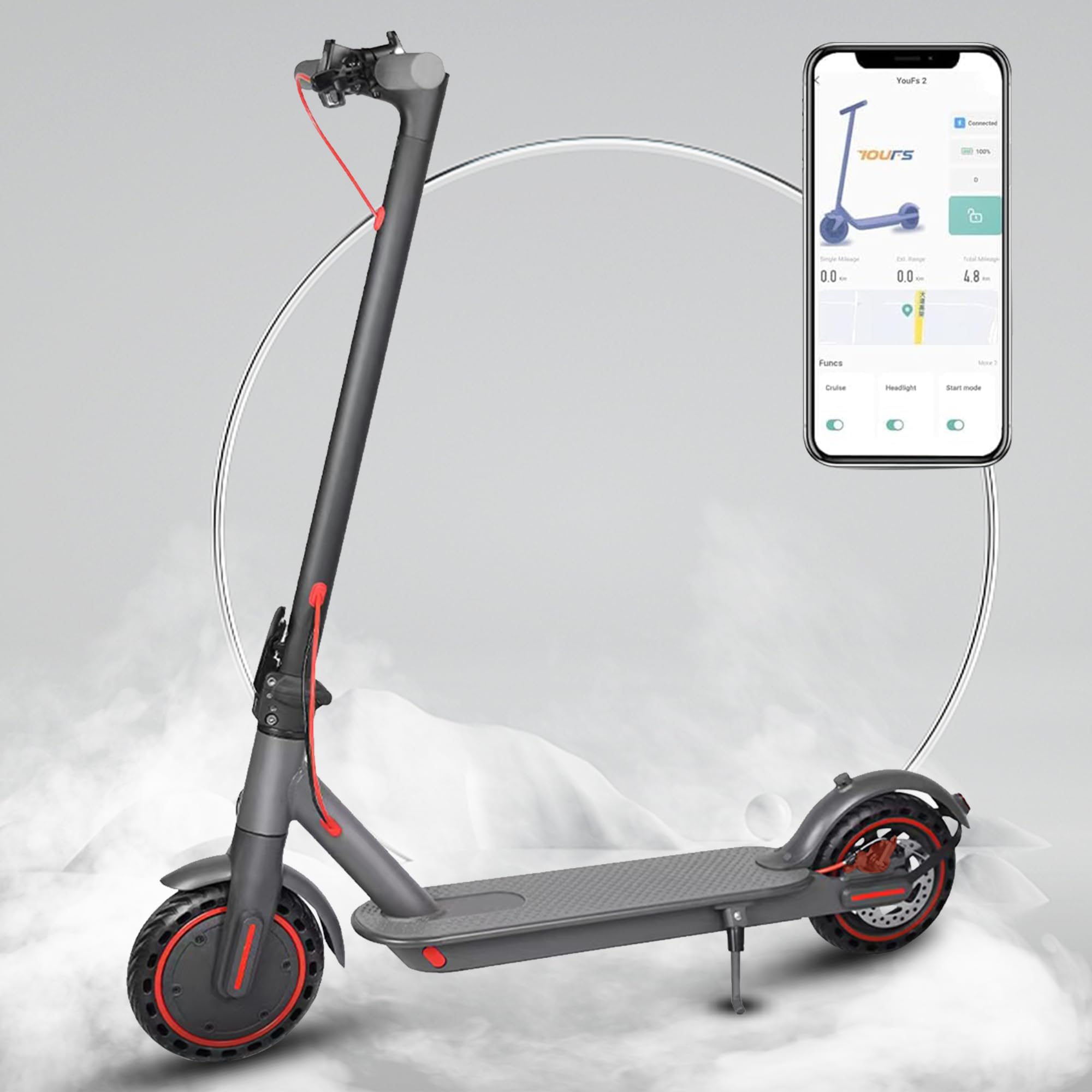 Evdekoru Adult Electric Scooter - 350W Motor Foldable Kick Scooter Up to 19MPH & 19-21Miles Range Sport Scooter, 8.5" Vacuum Tires Disc Braking Fast Electric Scooter for Adult Teens Commuter with App