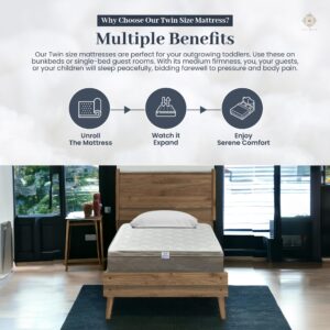 Aylas Furniture Twin Bed Mattress - 10 Inch Hybrid Twin Mattress with High Density & Comfort Cold Foam with Continuous Coil Bonnell Springs - Eco-Friendly, Breathable Twin Size Mattress Medium Firm