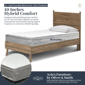 Aylas Furniture Twin Bed Mattress - 10 Inch Hybrid Twin Mattress with High Density & Comfort Cold Foam with Continuous Coil Bonnell Springs - Eco-Friendly, Breathable Twin Size Mattress Medium Firm