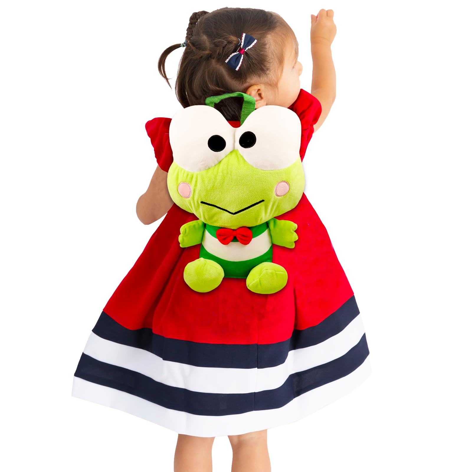 Hello Kitty and Friends Keroppi Plushie Set - Bundle with 14" Keroppi Plush Doll with Carrying Straps Plus Temporary Tattoos and More | Hello Kitty and Friends Gifts